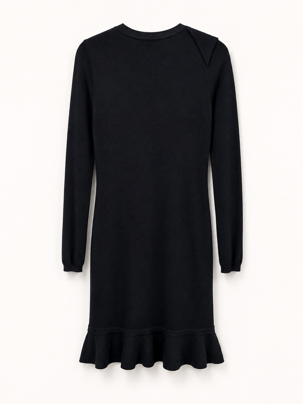 Seventy Sergio Tegon Black Ruffle Knit Midi Dress Made in Italy Size 44/US 8 - Picture 3 of 9
